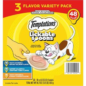 Temptations Lickable Spoons Adult Wet Cat Treat, 10 Grams, Variety Pack, 48 Count