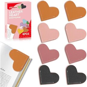 8 Pcs Leather Heart Bookmarks, UPABLUNSO Cute Heart Bookmark Corner Page Book Marks, Book Accessories for Women, Kids, Teachers, Reading Lovers, Cute Handmade Reading Gifts in Kuwait