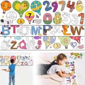 Children's Drawing Roll, Coloring Paper Roll for Kids, DIY Painting Drawing Paper Roll, Sticky Drawing Paper Roll, Early Educational Toys for Kids 120 * 12 Inches (Number)