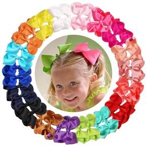 35PCS 6Inch Hair Bows Clips for Girls Large Big Grosgrain Ribbon Bows Alligator Hair Clips Hair Accessories for Baby Girls Toddlers Kids Children Teens