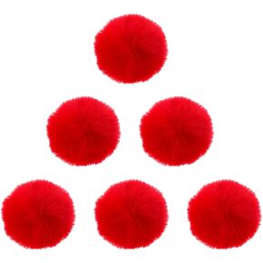 YUXIANLB Pom Poms for Crafts Christmas White Faux Fur Pom Pom Balls Puff Balls 6PCS Fluffy Pom Pom Balls with Tiny Cord for Hat Shoes Garment Hair Pins Earrings Necklace Charm Wedding Accessories