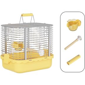Bird Carrier Travel Cage, Durable Portable Stainless Steel Birdcage with Bird Perch & Feeding Bowl for Parrots Canaries Budgies Lovebirds Conures Cockatiels (Large White)