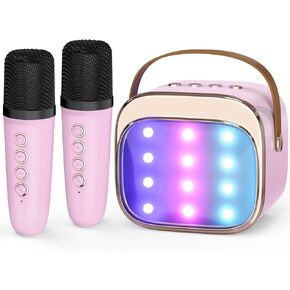 FLUESTON Mini Karaoke Machine for Kids Adults, Portable Bluetooth Speaker with 2 Wireless Microphones, Birthday Kids Gifts Toys for Girls Ages 3, 4, 5, 6, 7, 8, 9,10,11,12+ Years Old in Kuwait