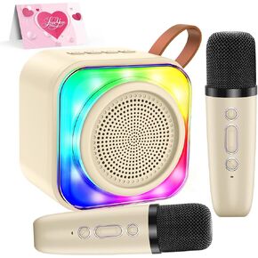 Karaoke Machine with 2 Microphones for Kids, Toys Birthday Gifts for Ages 3-12 Years Old Girls Boys, Mini Karaoke Microphone with Protable Bluetooth Speaker for Singing Party Outdoor Play