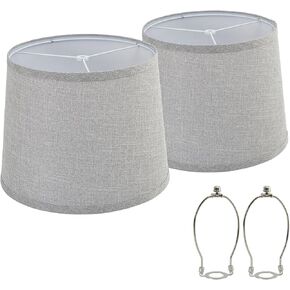 lampshades medium set of 2 for table/ Floor Lamps, High, Medium Fabric Drum Lampshades, 13" Top x 11" Bottom x 10" Lampshades, Harp Holder Included