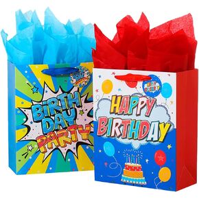 Vammy 13" Large Valentine's Day Gift Bag with Tissue Paper, 2 Pack Paper Gift Bags (Love, Heart) for Valentine's Day Birthday Mother's Day