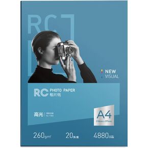 Glossy Photo Paper, 8.5x11 Inches (230gsm 20 Sheets/Box) - Waterproof, Instant Dry for HP/Epson/Canon Inkjet Printers, Wedding Albums, Commercial Ads & High-Resolution 4880dpi Portraits