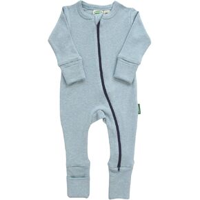 PARADE Organic Snuggle Soft Melange '2-Way' Zipper Romper Blue Melange 12-18M no Mitts