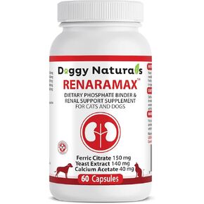 رابط الفوسفات الغذائي Renaramax وملحق دعم الكلى للقطط والكلاب ، 60 Count (صنع في الولايات المتحدة)