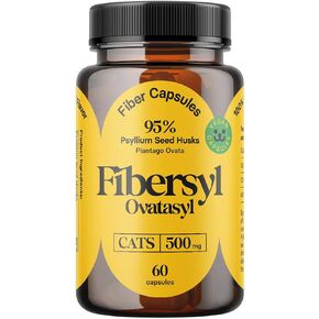 FiberSyl Ovatasyl Prebiotics for Cats Digestive Health - Cat Fiber Supplements for Constipation Relief & Support - Psyllium Husk Seed to Support Digestion Problems - Cat Stool Hardener - 60 Capsules