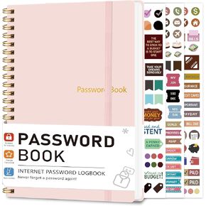 Goldpei Password Keeper Book for Senior ، Book Password Book - 5.9 "X 8.6" ، عنوان الإنترنت وسجل كلمة المرور ، ومنظم دفاتر كلمة المرور لتسجيل الدخول إلى موقع الويب ، والهدايا للمنزل والمكاتب - الأسود