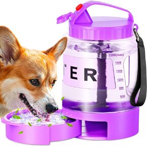 77oz Large Dog Water Bottle, Portable Dog Travel Water Dispenser with Pull-Out Bowl, Ideal for Hiking, Camping, Dog Parks, Leak-Proof BPA-Free Outdoor Dog Water Bottle for Large Dogs,Black
