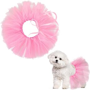 Pink Dog Tulle Tutu for Small Large Medium Dog, Cute Dog Costume Skirt Dresses Puppy Outfits for Birthday Wedding Party Photo Prop Supplies