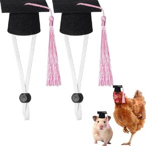 ECCLIY 2 PCS PET TRAGUTION CAPS MINI BACHELOR HATS مع شرابة لخنازير غينيا صغيرة من غينيا القنفذ سلاحف الطيور الهامستر PORTS PORSUTION PISTORY PISTORY (RED)