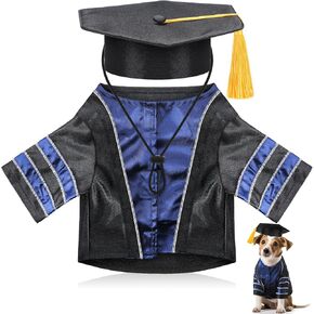 Geyoga Dog Graduation Cap and Gown 2025 Washable Dog Costume Set Puppy Black Graduation Hat with Tassel Pet Cat Holiday Party Costume Accessory(M)