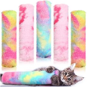 Civaner 6 Pcs Christmas Cat Catnip Toy for Indoor Cat 10.6 Inch Kitten Kicker Stick Catnip Toy with Crinkle Sound Inside Interactive Red Green White Plush Kitten Pillow for Chew Exercise in Kuwait