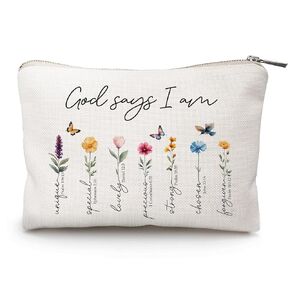 God Says You Are Makeup Bags, Christian Gift for Girls, Faithful Christian Accessory Pouch for Teens Daughter Sister Bestie, Believe Gift for Her, Religious Makeup Bag, Inspirational Cosmetic Bag (You Are)