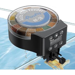 Pawfly Automatic Fish Feeder for Aquarium 108 ML Auto Vacation Timer Dispenser food food for bealets and breeds ، bathered battery (غير متضمن)