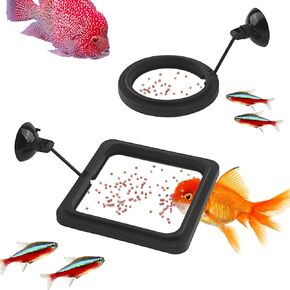 2PCS Fish Feeding Ring Aquarium Feeding Ring Prevent Water Turbulence from Washing Food into Filter, Practical Round Floating Food Floating Plant Ring for Guppy, Goldfish and Other Small Fish