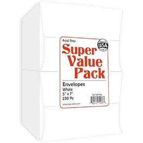 PA Paper Accents Envelope Pack 5" x 7" White, Smooth Colored for Card Making, Office use, Letter Writing, Scrapbooking, Printing and Crafts, 250 Pieces