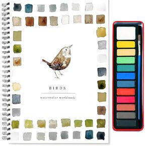Watercolor Workbook, Beginner Friendly Water color Workbooks Set 12 Colors Watercolor Paint Set with Paint Brush Watercolor Workbook Painting Supplies Kit for Kid, Adults (Seaside)
