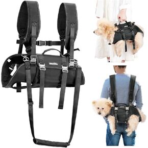 Backpack Carrier for 9-16 Lbs Small Dog, Multi-Functional Full Body Pet Lift Harness for Hiking Cycling, Puppy Emergency Sling