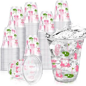 50 PCS Masters Golf Ball Party Supplies Bulk Clear Closp Cups 12oz يمكن التخلص منها ، Let's par-tee للرياضة المنزلية للجولف تحت عنوان Supplies Party Suppories Favors (Blue)