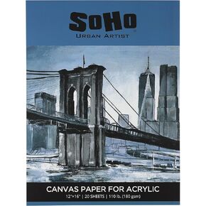 SoHo 180 GSM Acrylic Canvas Paper Pad 12x16" 20-Sheets - 12 Pack