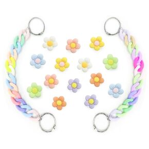 سلسلة الأحذية وسحر أحذية الأزهار للفتيات ، Summer Colorful Clotfl 2pcs سلاسل أكريليك ، 14 PCS Flower Beach Resinories for Crocs ، المصمم المجوهرات المصنوعة يدويًا للنساء.