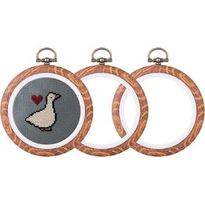 5pcs مستديرة الأطواق التطريز الضوئي المتقاطع معروش حلقة الخشب المقلدة من الخشب إطار الاكتئاب مجموعات التطريز اليدوي لخياطة الفنون الحرفية in Kuwait