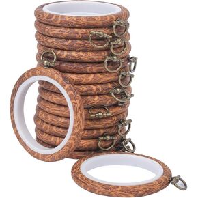 5Pcs Round Embroidery Hoops Set-Decorative Cross Stitch Hoop Ring Imitated Wood Display Frame-Circle Hand Embroidery Kits for Art Craft Sewing