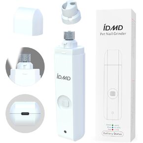 Dog Nail Grinder with Light Dog Nail Trimmers Quiet Powerful 2-Speed Rechargeable Electric Pet Nail Grinder File Toenail Clippers for Large Medium Small Dogs & Cats (White+Charging Cable)