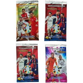 Euro Soccer Cards - 32 Unique Legendary Players Cards for All Ages Each Pack Includes Different Cards for Unforgettable Moments - Pack of 4