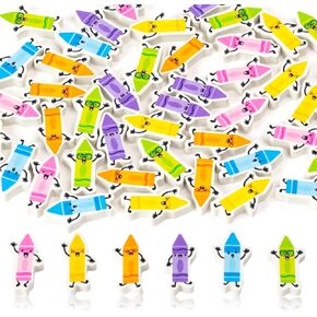CJiangpo 60Pcs Crayon Mini Erasers for Kids Bulk, Colorful Cartoon Crayon Cute Pencil Rubber Eraser Birthday Party Favors Fillers Kids Back to School Classroom Rewards Student Homework Prizes Gifts