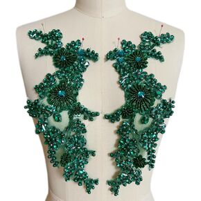 1 Pair Sew on Crystals Rhinestones Appliques Patches for Front Bodice Decoration Sewing Beaded Wedding Evening Dress Clothing Prom Costumes Crafts (white), ymal-358