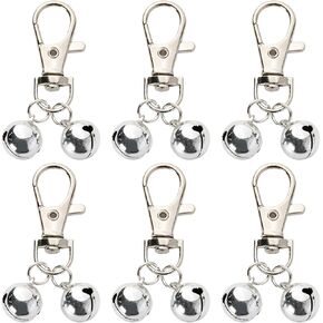 6 Pcs Bells for Dog Collars,Bell for Dog Collar,Dog Collar with Bell,with Heavy Duty Snaps Dog Bell Collar,Sliver Bells for Tracking and Training Christmas Gift Suitable for Dogs and Cats