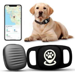 Pet Tracker for Dog, Dog Tracker Smart Pet Location Tracker with Holder, Smart Item Finder, MFi Certificated Dog Tracking Device, No Monthly Fee, Works with Find My - iOS Only - Black Case