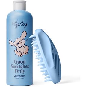 FLYDOG Dog Cat Shampoo with Brush: Natural Herbal Hypoallergenic Pet Shampoo, Deshedding Dandruff Control Deodorizing Moisturizing for Dry Flaky Smelly Skin, Perfect for Puppies Kittens