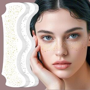 24pcs Glitter Freckles Face Tattoo - Gold & Silver Makeup Patches for Women and Girls | Waterproof, Long-Lasting Party, Festival, Cosplay Makeup