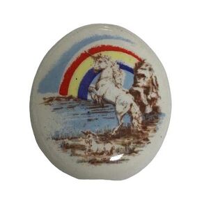 Ceramic Smoke Stone Hand Rolled Unfiltered Cigarette Holder Unicorn with Baby and Rainbow