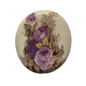 Ceramic Smoke Stone Hand Rolled Unfiltered Cigarette Holder Purple Rose Design