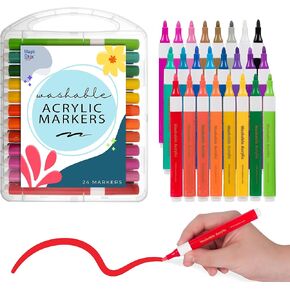 The Pencil Grip Magic Stix Washable Acrylic Markers for Kids and Teens, 36 Non-Toxic Colors, Allergen-Free, Vibrant Paint Pens for Crafting and DIY