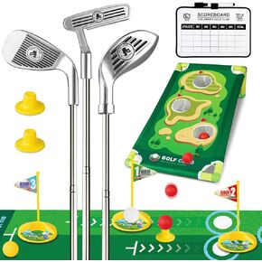 Liberry Kids Golf Set for Boys Girls 3 4 5 6 Years Old, Retractable Toddler Golf Clubs Set with Cornhole Board, Mat & Scorecard, Outdoor Indoor Sports Toy Birthday Gift