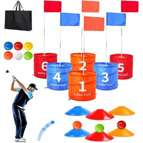 Santa Casa Pro Golf Backyard Bucket Game - ممارسة التقطيع المحمولة المكونة من 6 حفرة تم تعيينها للبالغين والأطفال والمحترفين ، وتدريب الجولف في الحديقة ، والمرح العائلي في Beach & Park ، لأبي (عيد الأب)
