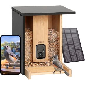 NetVue بواسطة Birdfy Smart Bird Reserive مع الكاميرا تعمل بالطاقة الشمسية ، و AI دائمة تحديد 6000+ أنواع الطيور والكشف عن الحركة ، وخشب الخيزران المتجدد ، والهدية المثالية