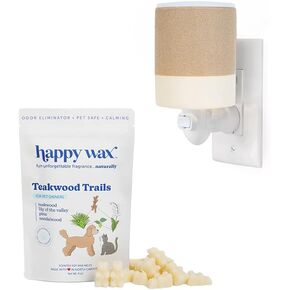 Wax Earth Outlet Happy أكثر دفئًا مع 4 أونصة من مسارات Teakwood Trails ذوبان الشمع لأصحاب الحيوانات الأليفة-الرائحة القضاء على الروائح غير المرغوب فيها ، والتهدئة ، وآمنة الحيوانات الأليفة ، وغير سامة ، وخالية من الصبغة وخالية من الصبغة
