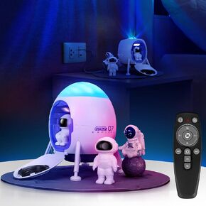 Astronaut Galaxy Projector Star Night Light, Space Lander Starry Projector, Spacecraft Ceiling Nebula LED Lamp with Remote, Kids Room Timed Decor Aesthetic for Children's Day Christmas Gift