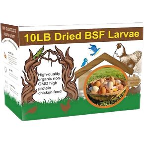 10lb Black Soldier Fly Larvae for Chicken Feed,100% Natural Non-GMO BSF Larvae-More Calcium Than Dried Mealworms High-Protein Chickens Treats, Food for Wild Birds, Ducks, Layer Hens
