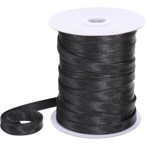 14 Yard Black Satin Blanket Binding Double Fold Satin Bias Tape Bias Tape Ribbon Blanket Seam Binding Sewing Piping Trim for Clothing Sewing Seaming Quilting Hemming DIY Crafts Cheongsam Decoration