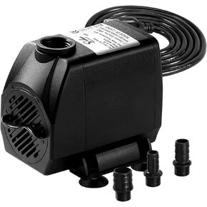 Simple Deluxe 800GPH Submersible Pump (3000L/H, 24W), 10ft High Lift Ultra Quiet Fountain Pump with 3 Nozzles for Fish Tank, Pond, Aquarium, Hydroponics, Green (Pack of 1)